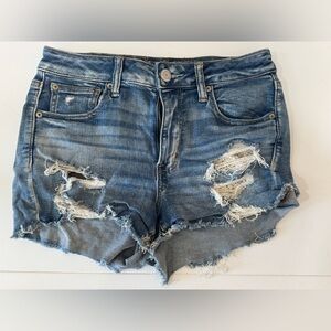American Eagle Outfitters Blue Distressed high rise shortie